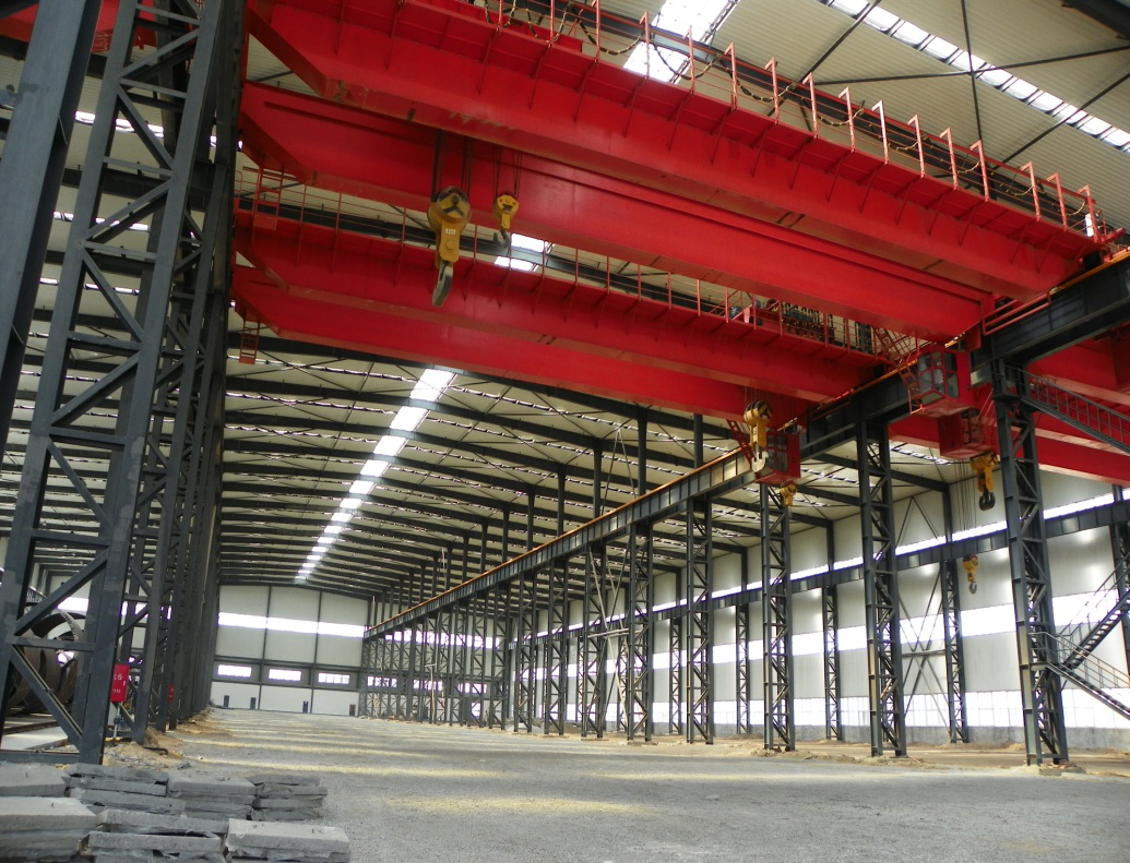 龙道风电塔桶生产车间（35米三连跨，24米高，125吨天车，格构埋入式钢柱）-2